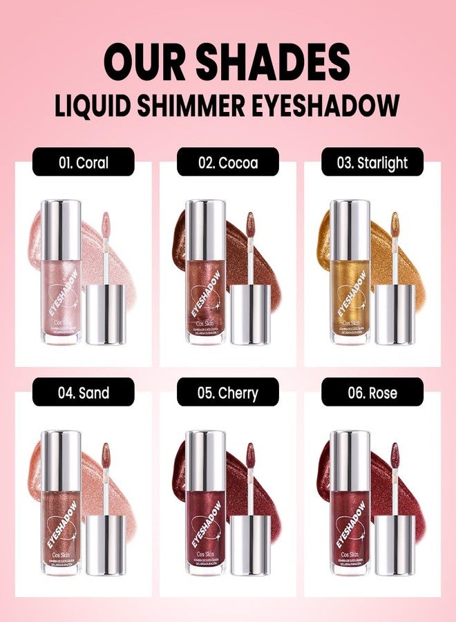 سويكي ظلال عيون سائلة لامعة من SUAKE - ظلال عيون بلون الكرز الذهبي الوردي، كحل، مكياج لامع للجفون، صبغة عالية، مقاوم للماء وسريع الجفاف (01Coral#) - Image 5